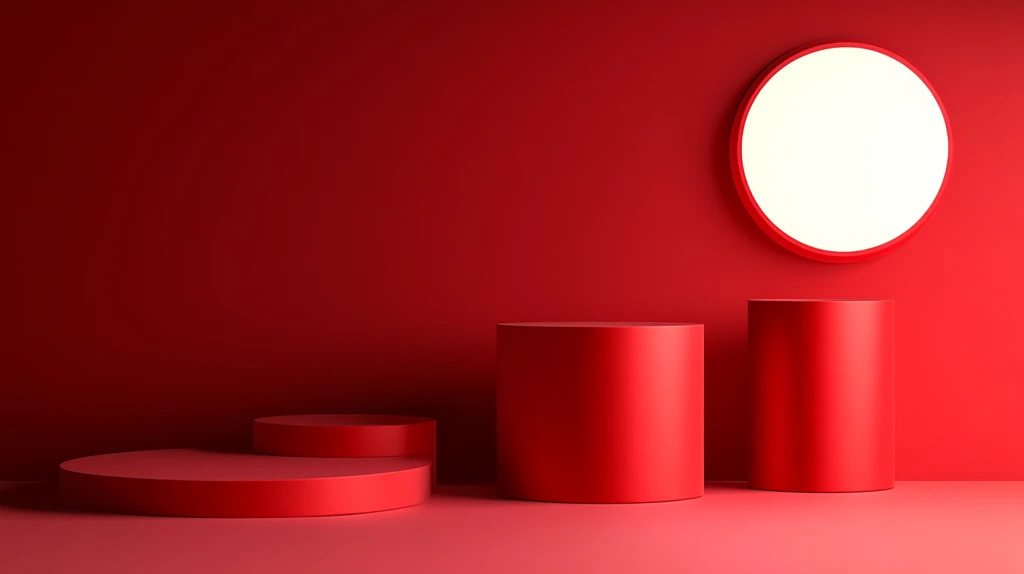 红色立体场景舞台展台