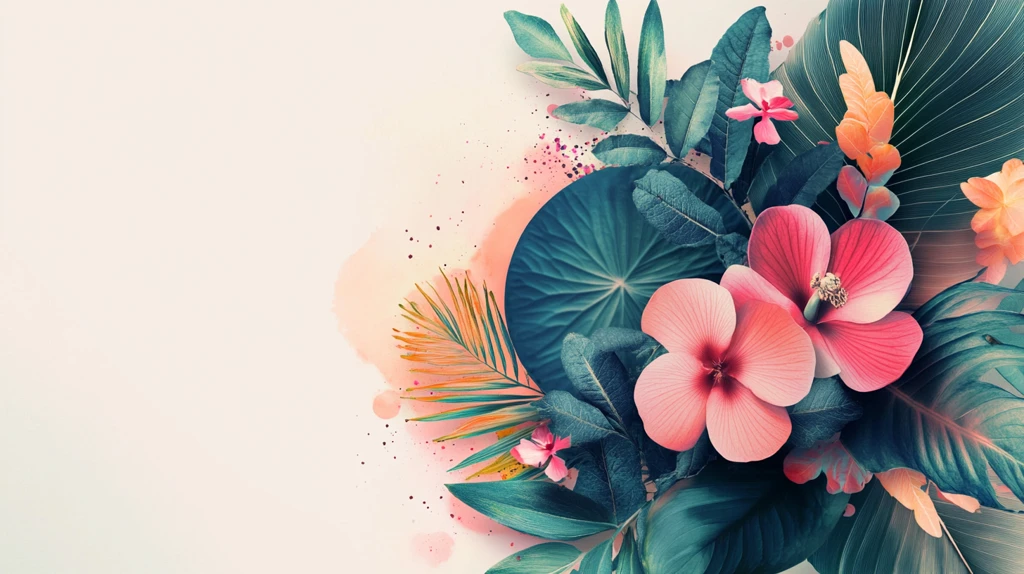 田园风热带树叶花朵