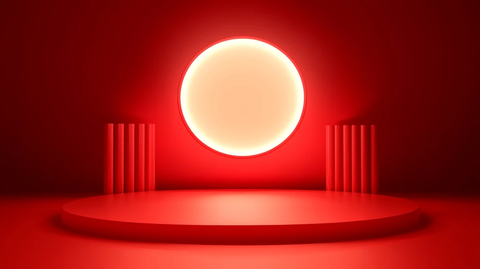 红色立体场景舞台展台