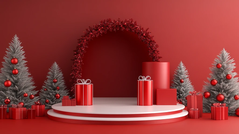 红色立体场景舞台展台