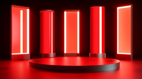 红色立体场景舞台展台