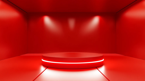 红色立体场景舞台展台