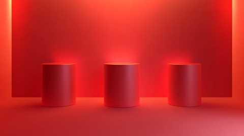 红色立体场景舞台展台