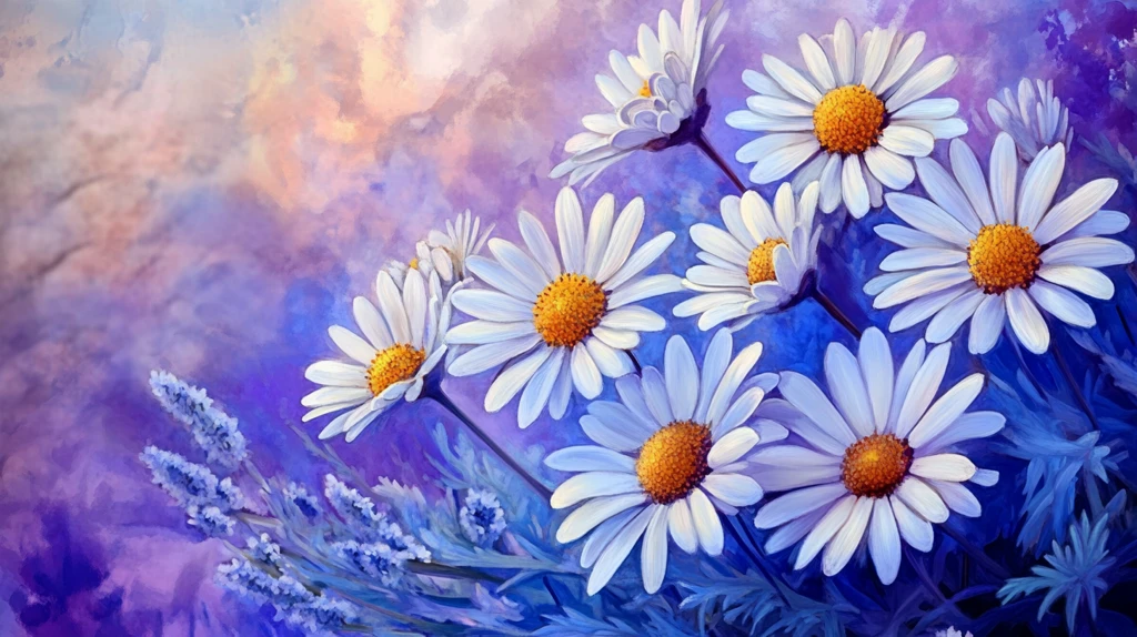 蓝色唯美小花装饰画