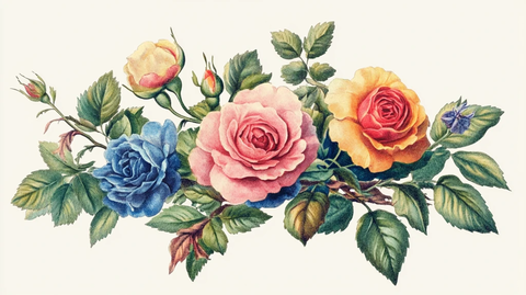 写实手绘玫瑰花素材