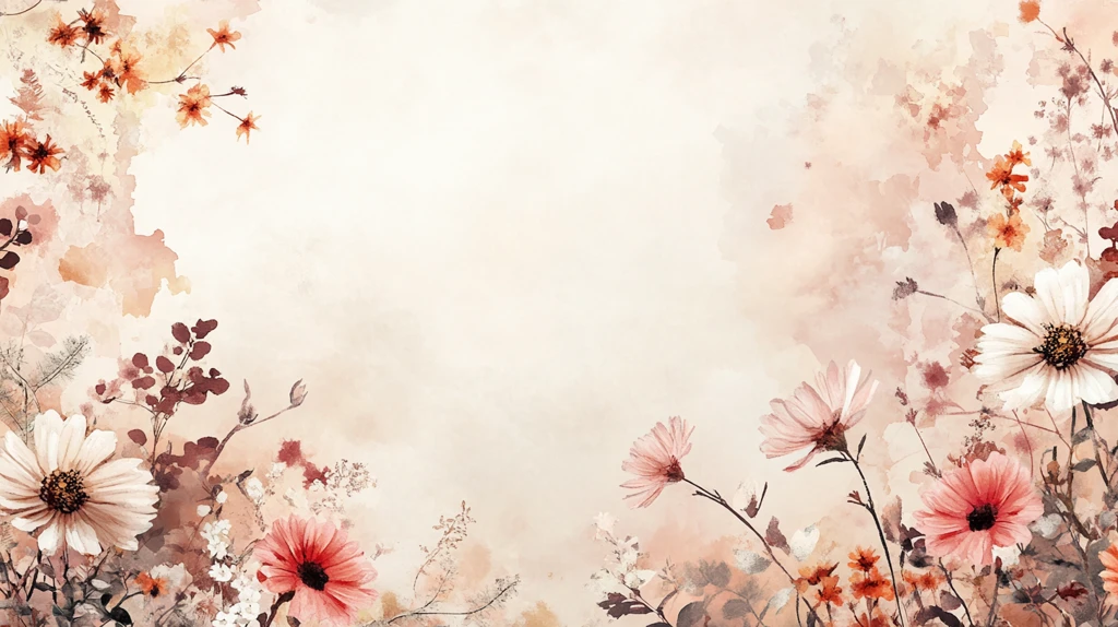 森系粉橙色花朵背景