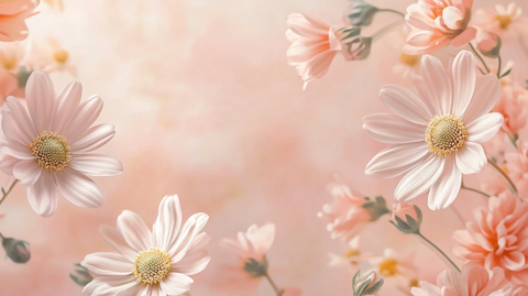 森系粉橙色花朵背景