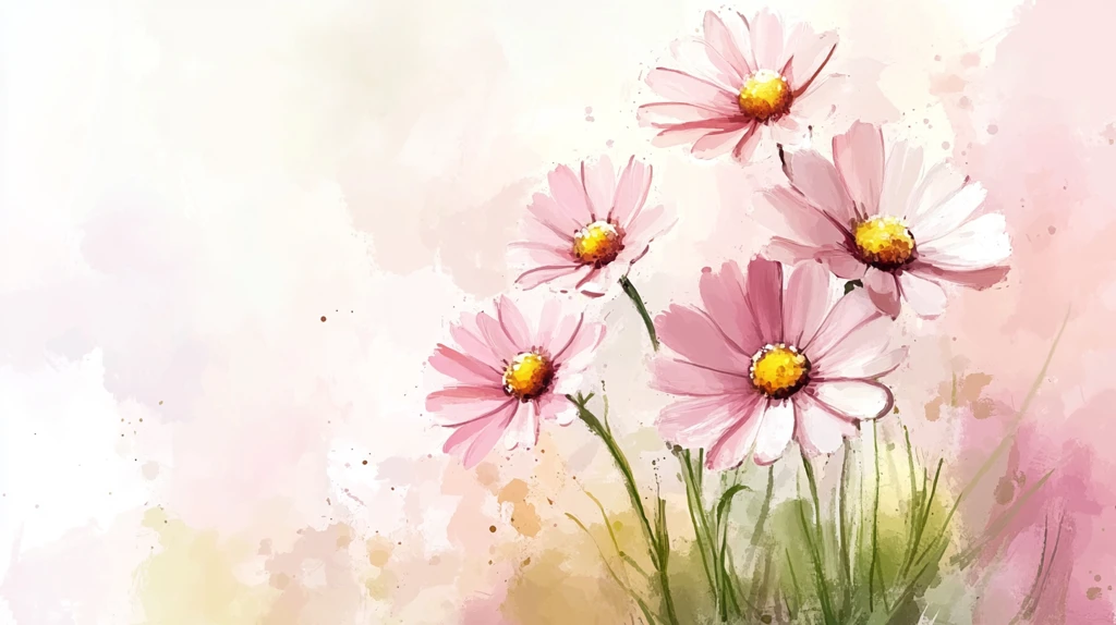 水彩格桑花装饰画