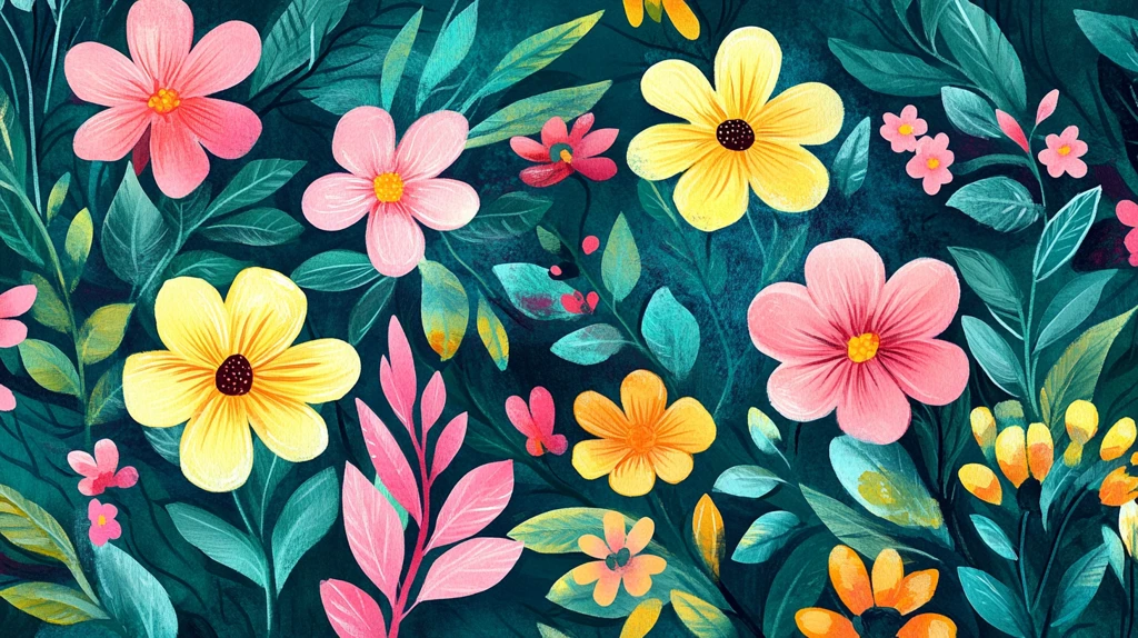 田园风热带树叶花朵