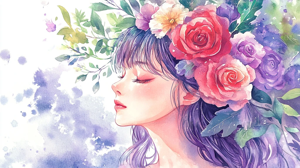 少女与花插画
