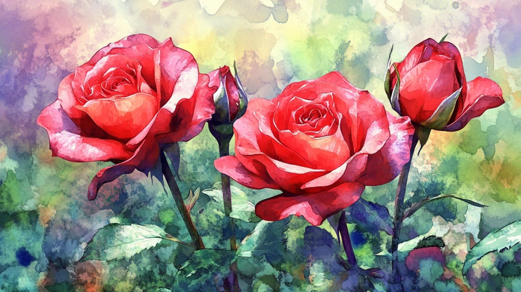 现代玫瑰花油画