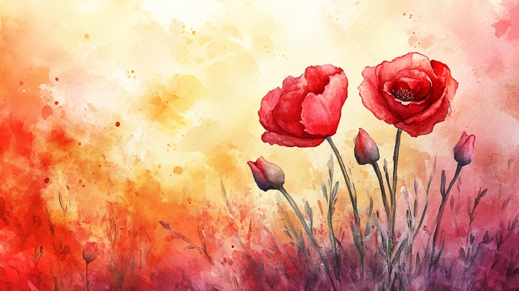 手绘红色花卉梦幻背景