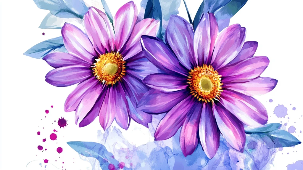 手绘菊花紫色浪漫背景