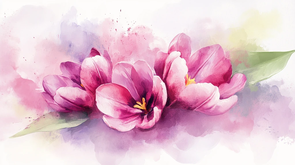 手绘水彩花卉无框画