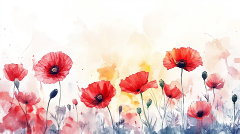 水彩水墨虞美人