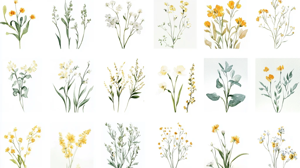 高清手绘草本植物