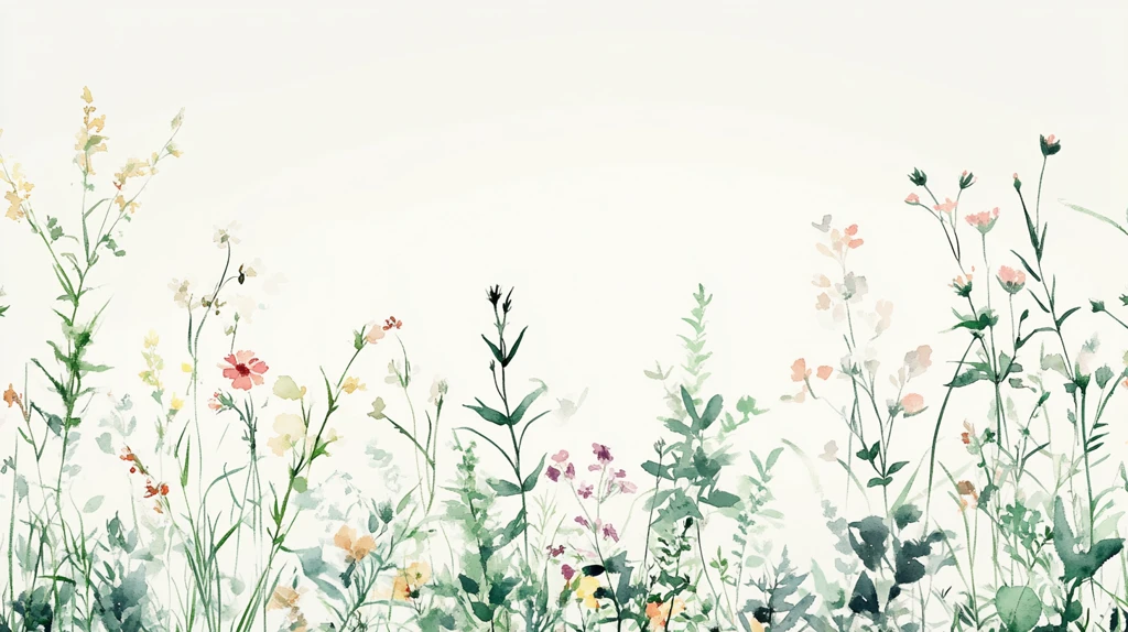 中式手绘水彩植物花草