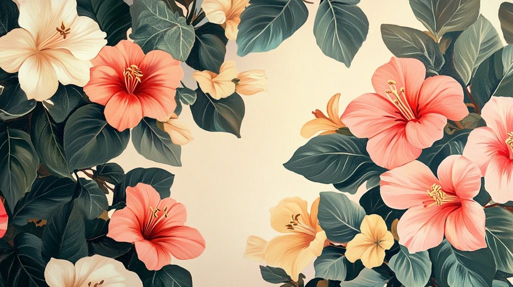 田园风热带树叶花朵