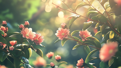 梦幻背景杏花杜鹃花