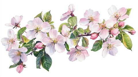 手绘苹果花桃花杏花