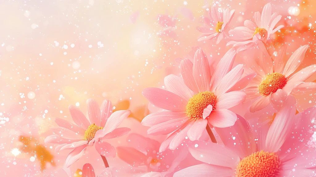 森系粉橙色花朵背景