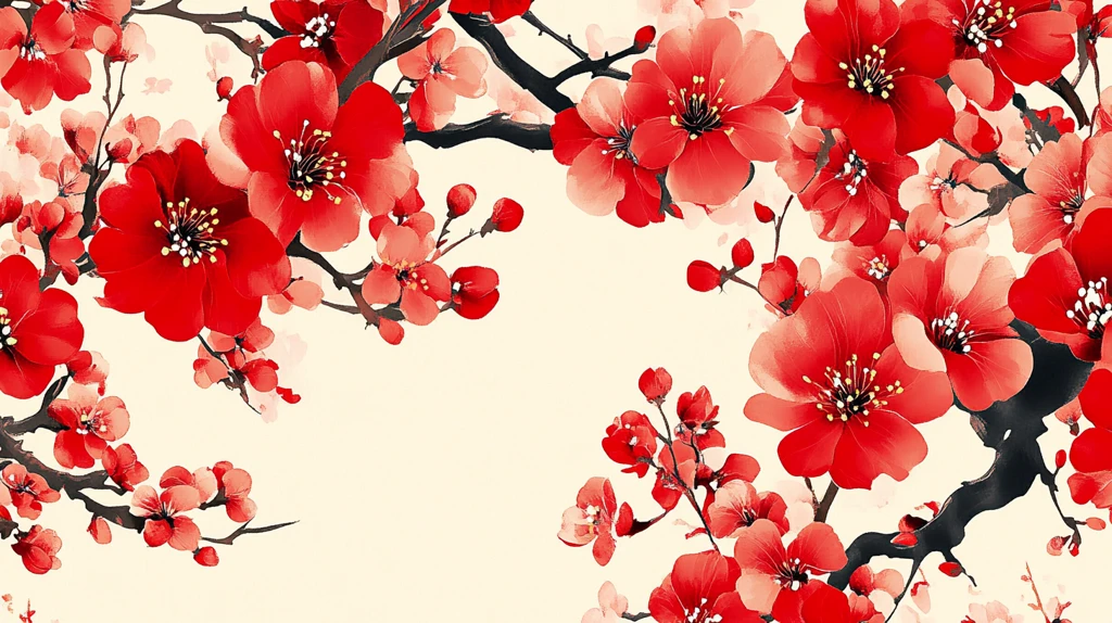 手绘梅花背景墙