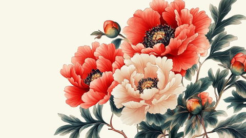 新中式牡丹花鸟图