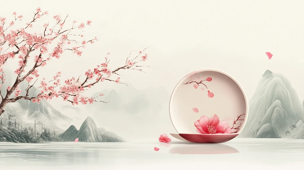 新中式包装风景插画