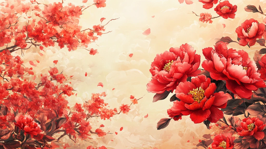 牡丹花壁画壁纸