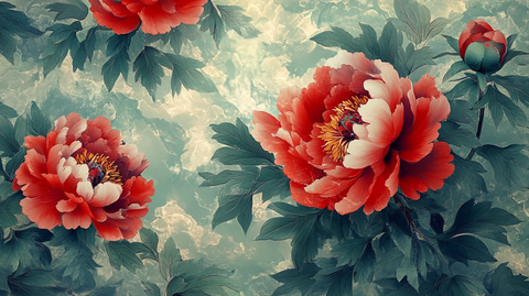 牡丹花壁画壁纸