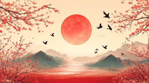 插画红日