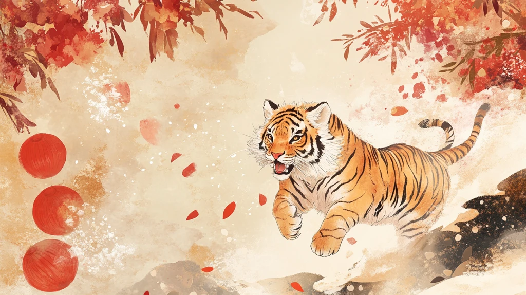 瑞虎寅虎迎春插画