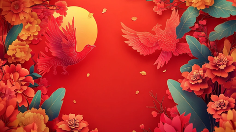 鸡年新年背景艳丽牡丹