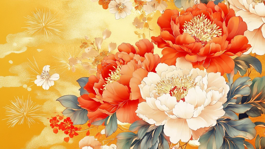 牡丹花壁画壁纸