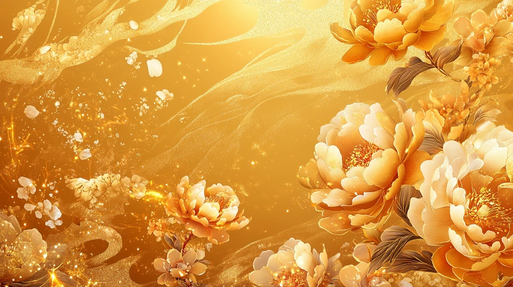 金色牡丹背景墙