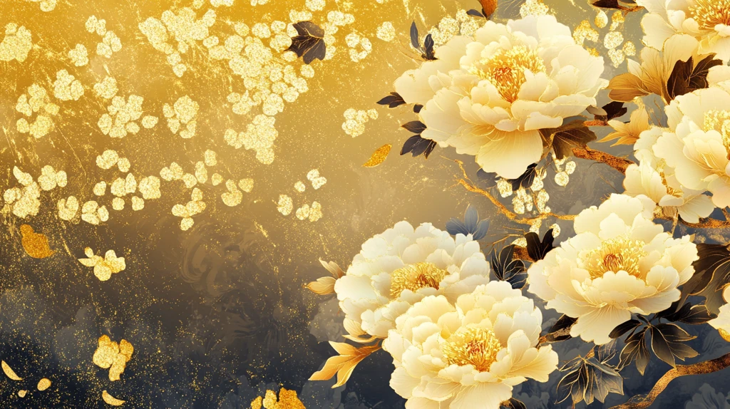 金色牡丹背景墙