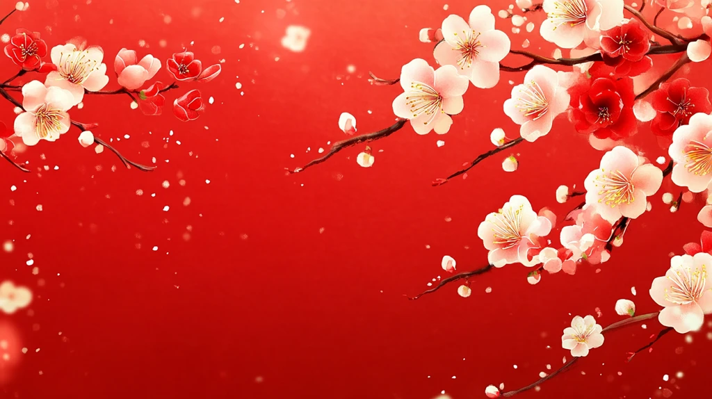杏花红底图