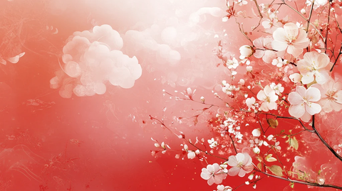 杏花红底图