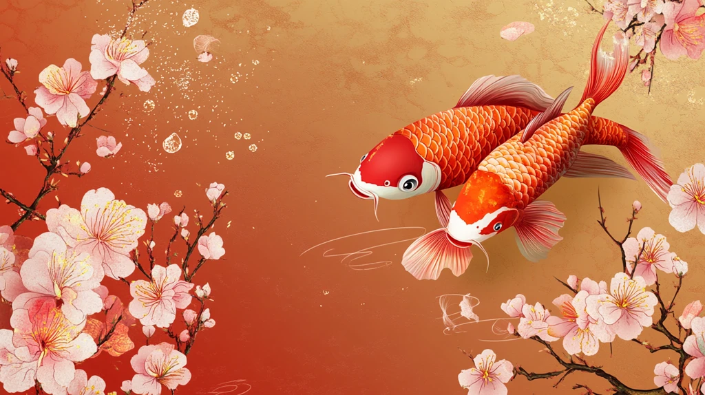 富贵鲤鱼禅意插画