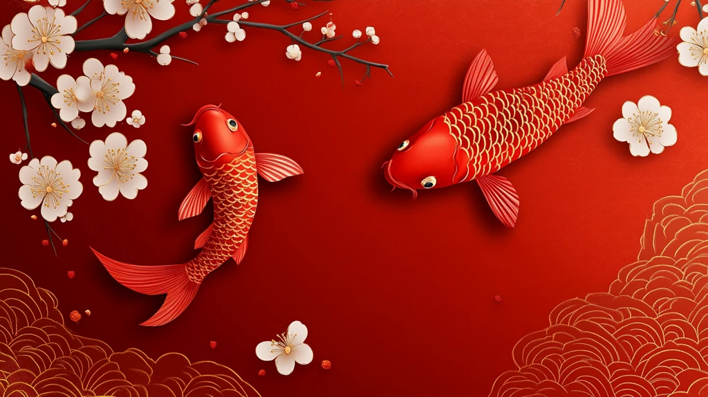 中式古典传统锦鲤