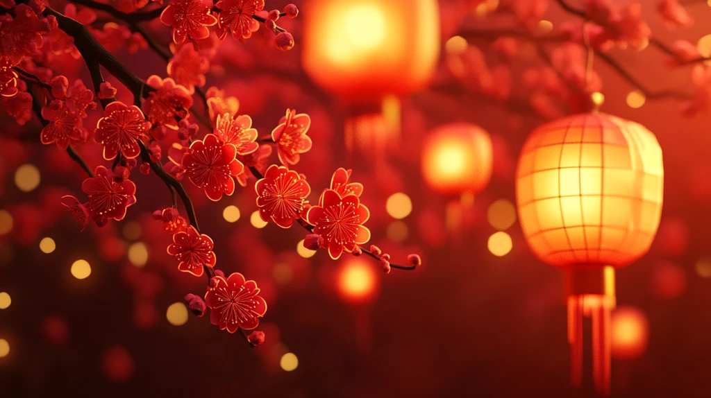 灯笼梅花背景图