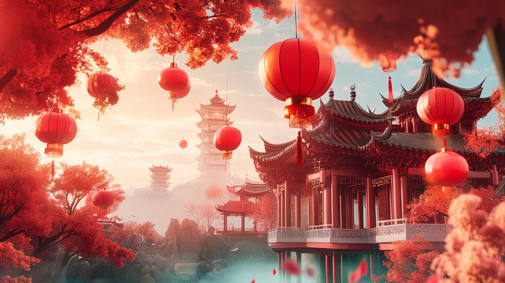 亭台楼阁鸿运当头