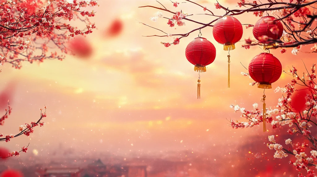 灯笼梅花背景图