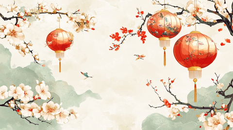 灯笼梅花背景图