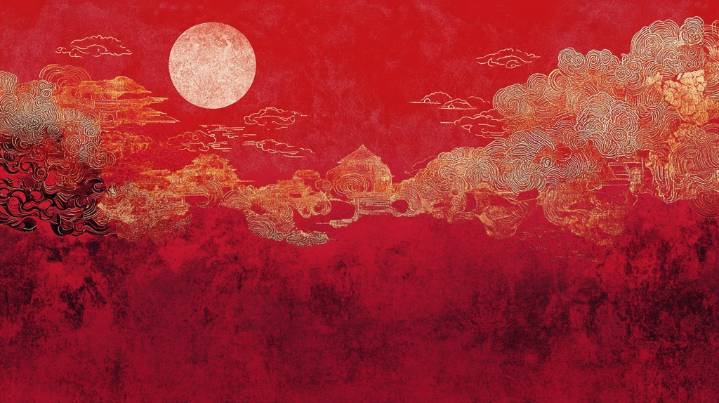 复古云雾红日背景