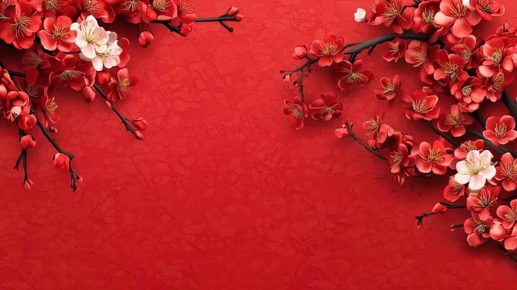 杏花红底图