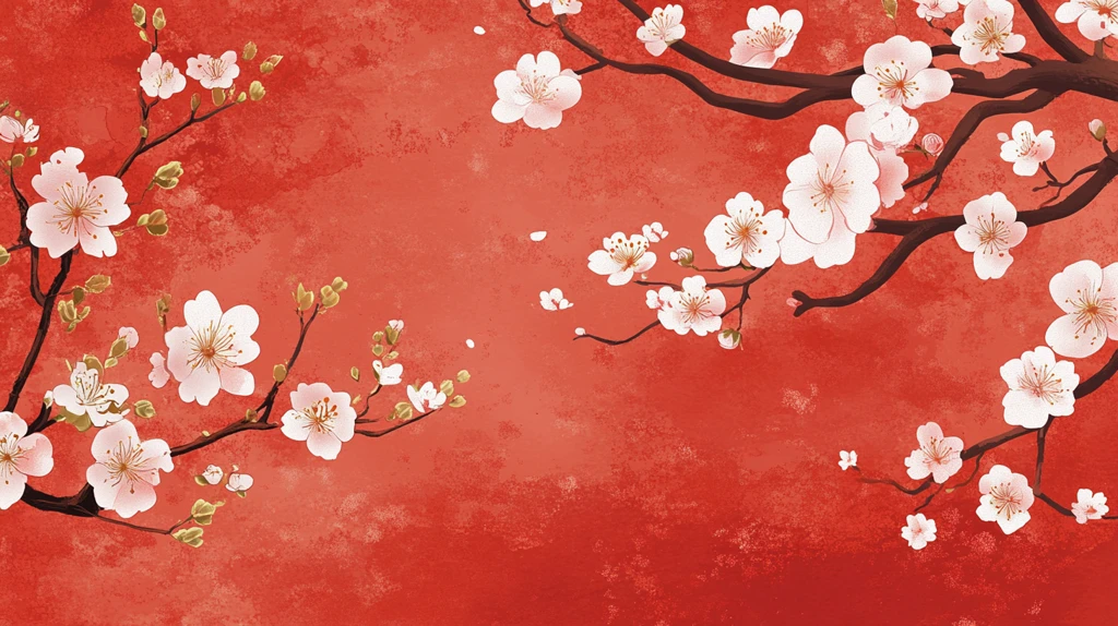 杏花红底图