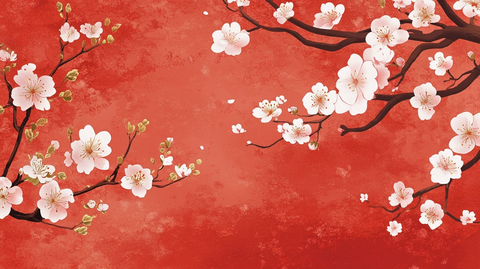 杏花红底图