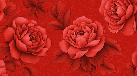 手绘质感牡丹花