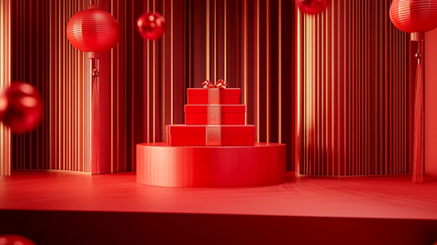 红色立体场景